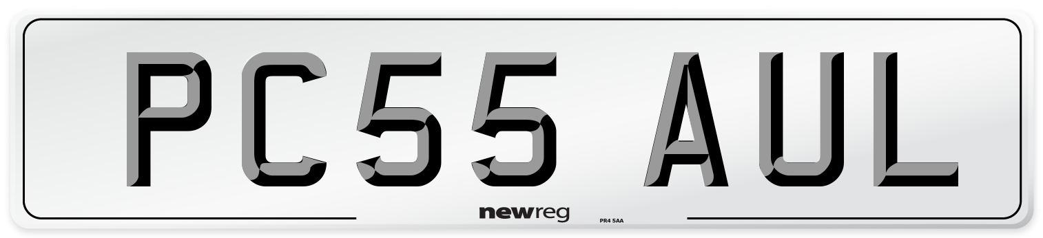 PC55 AUL Number Plate from New Reg